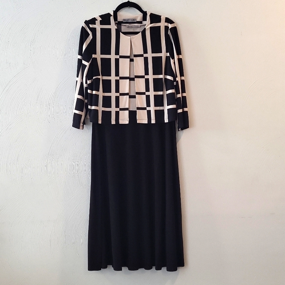 Danny & Nicole 2 piece dress Black Off White size 14 EUC